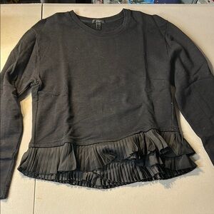 J. Crew Gray Ruffled Long Sleeve Sweatshirt